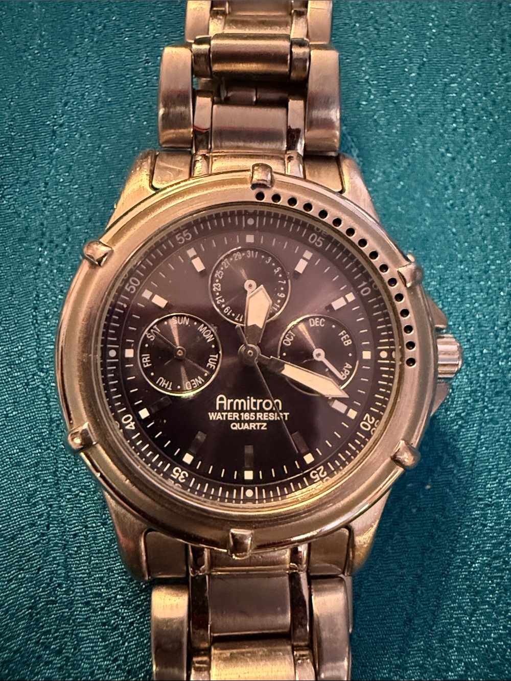 Armitron Men's Silver Stainless Steel Watch with Black Dial